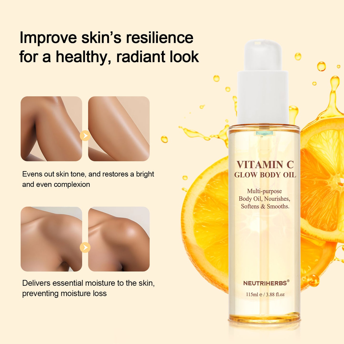 Private Label | Wholesale Vitamin C Moisturizing Body Oil For Softening And Smoothing