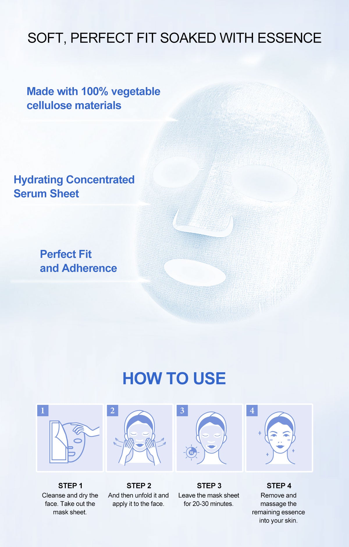 Masque facial en gros raffermissant et lissant masque facial en feuille de collagène