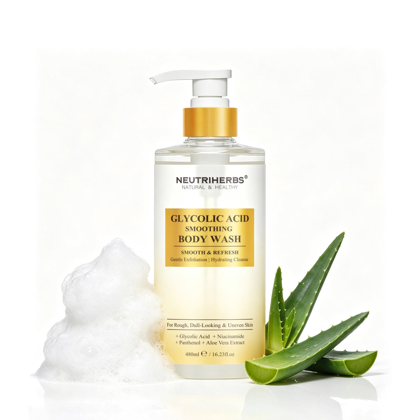 Private Label & Wholesale Glycolic Acid Smoothing Body Wash for Rough & Uneven Skin