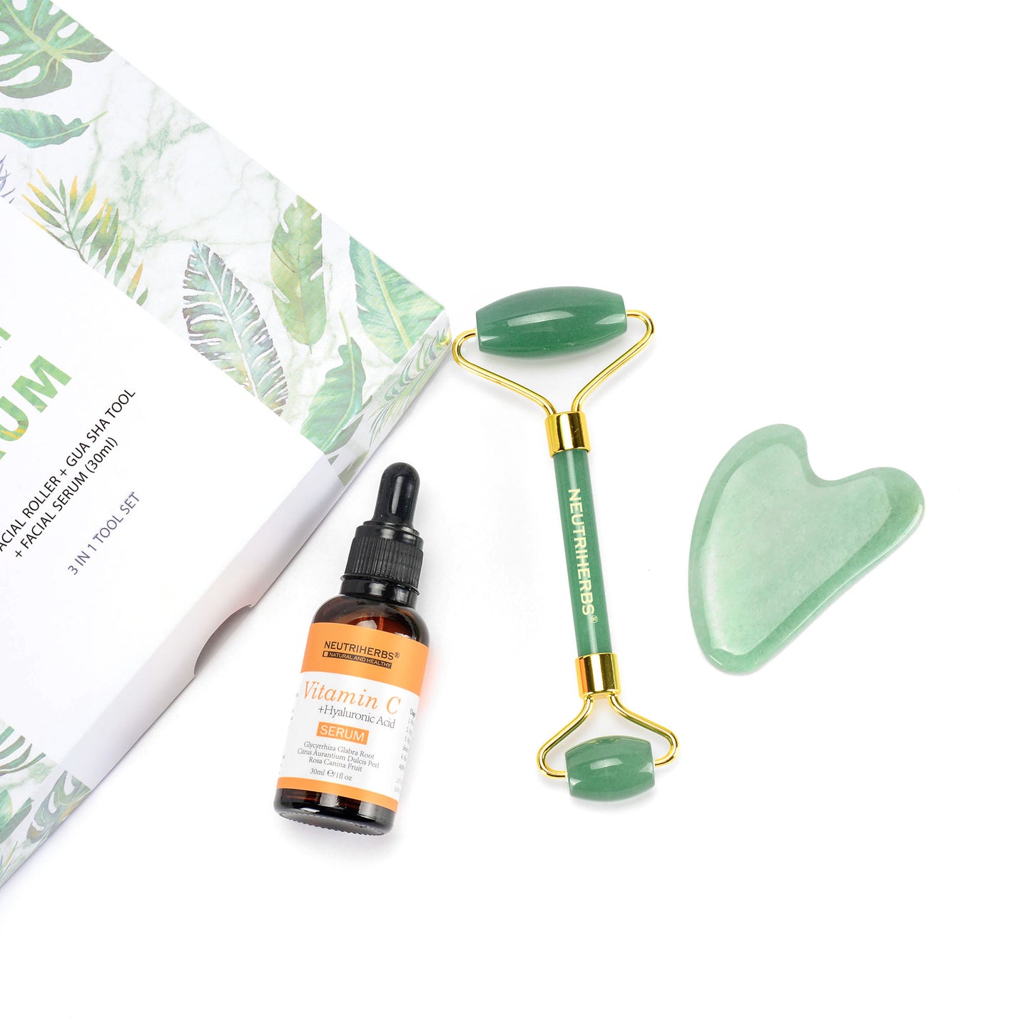 JADE FACIAL MASSAGER BEAUTY SET WITH SERUM
