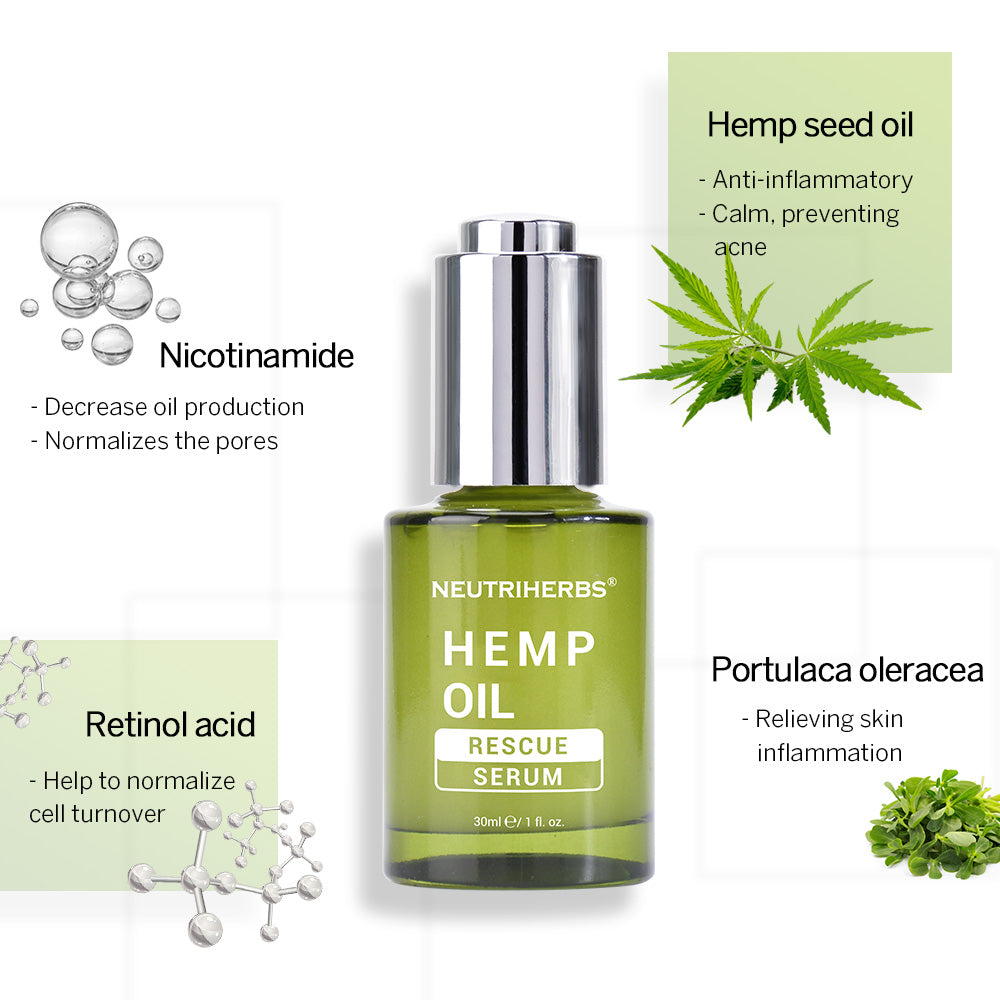 Private Label Hemp Oil Rescue Serum For Acne-prone