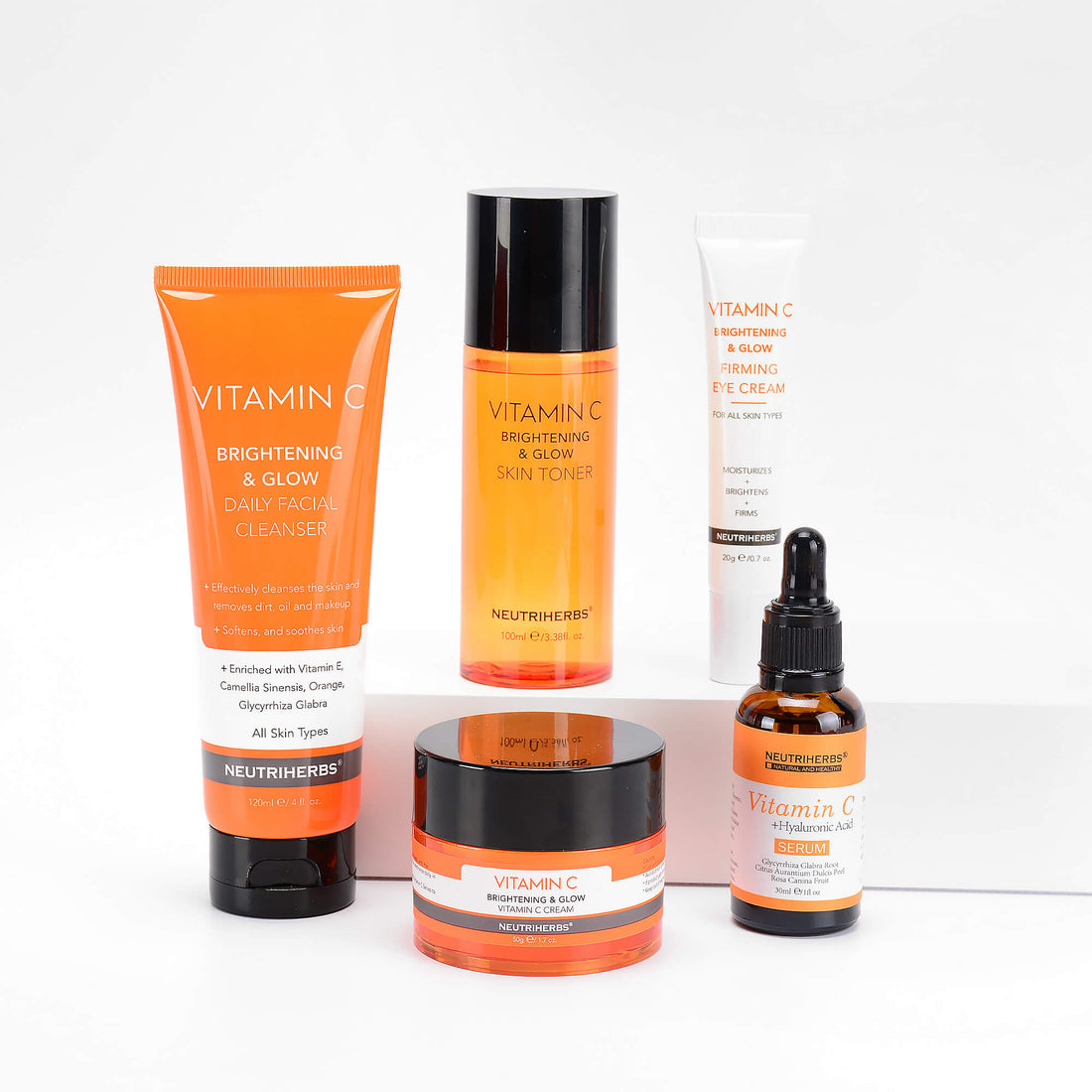 Official Neutriherbs Vitamin C range shown as formula-review examples, not a sensitive-skin endorsement