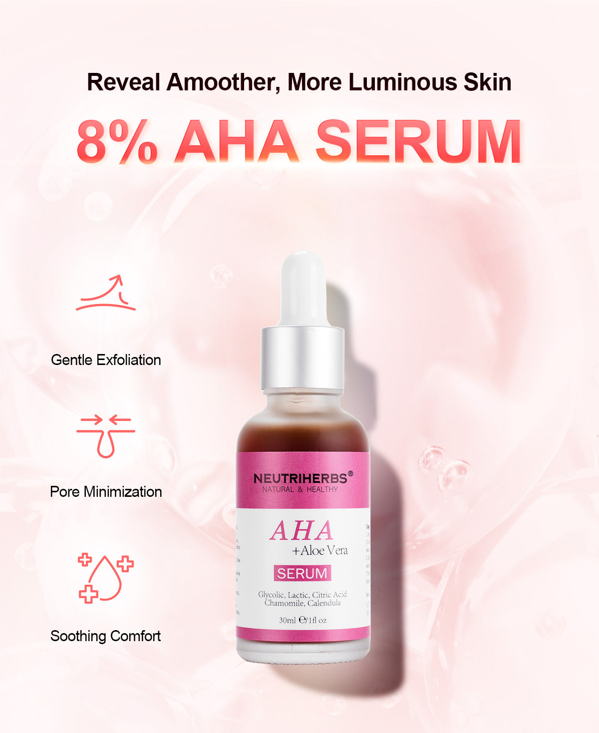 Private Label AHA Serum For Exfoliating & Smoothing Skin