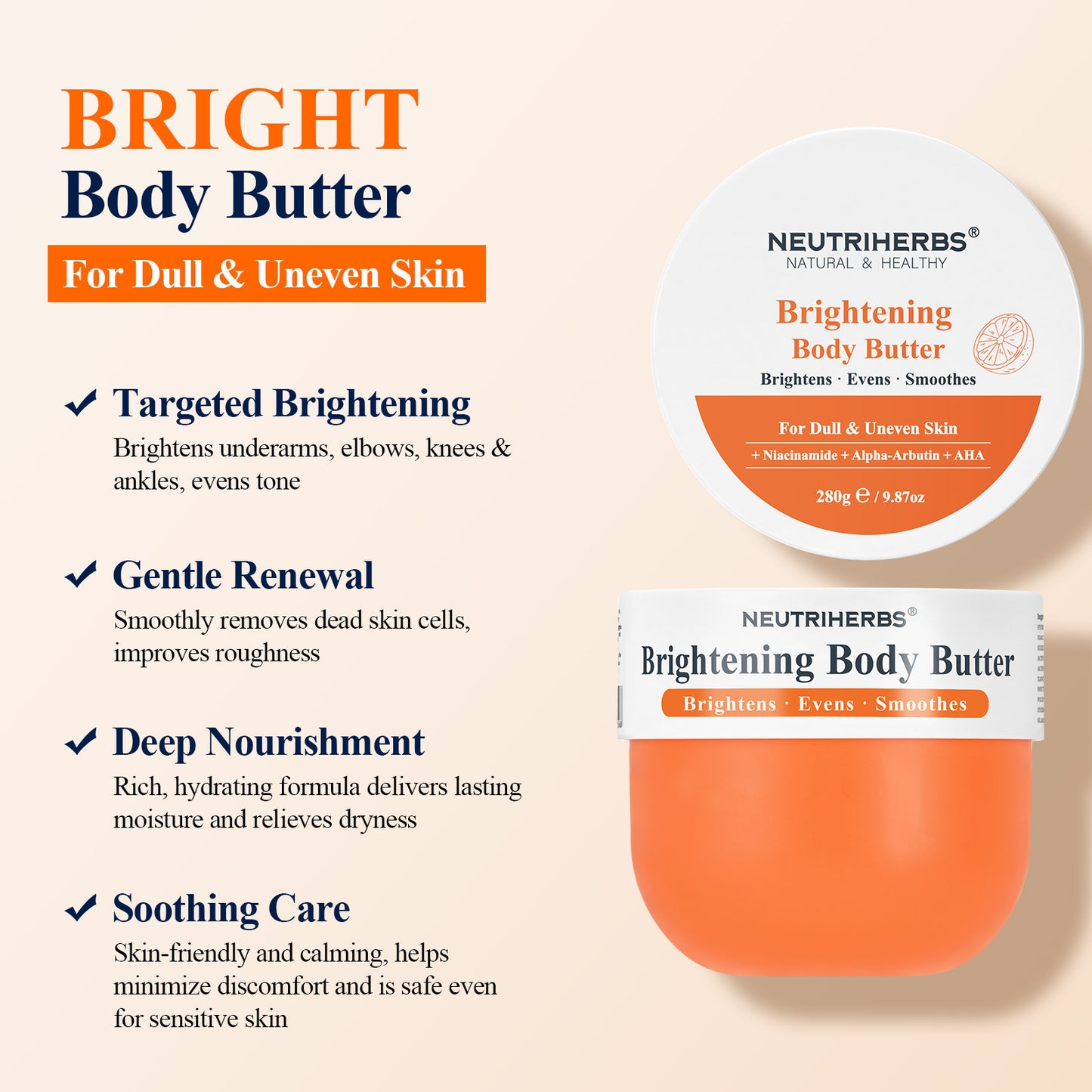 Private Label Targeted Brightening Body Butter For Dull & Uneven Skin