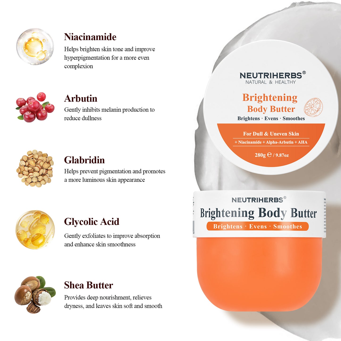 Private Label Targeted Brightening Body Butter For Dull & Uneven Skin