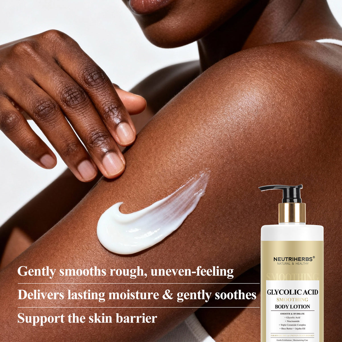 Private Label & Wholesale Glycolic Acid Smoothing Body Lotion for Rough Dry Skin