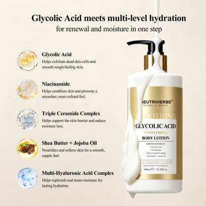 Private Label & Wholesale Glycolic Acid Smoothing Body Lotion for Rough Dry Skin