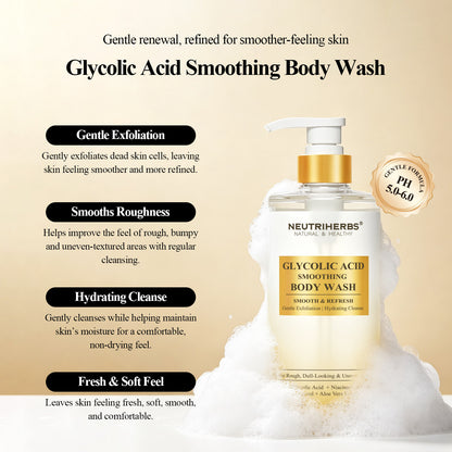Private Label & Wholesale Glycolic Acid Smoothing Body Wash for Rough & Uneven Skin