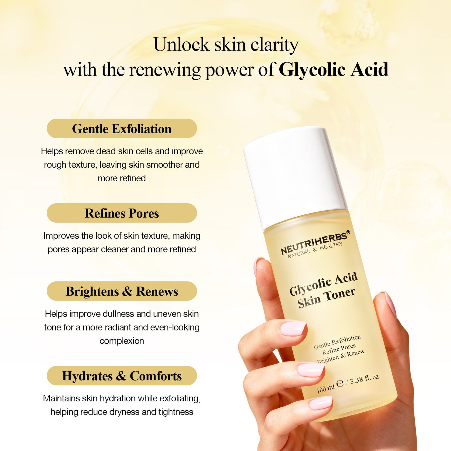 Private Label & Wholesale Glycolic Acid Toner for Gentle Exfoliation, Brightening & Pore Refining