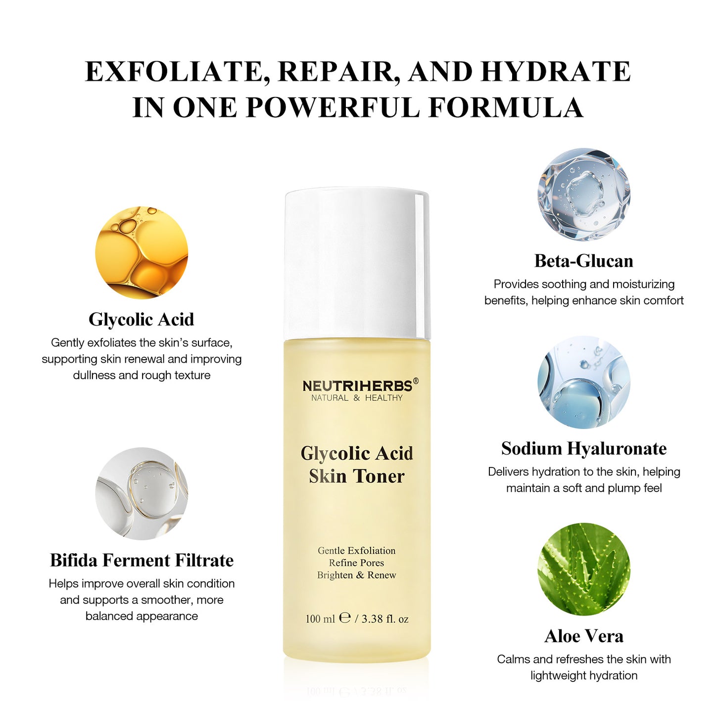 Private Label & Wholesale Glycolic Acid Toner for Gentle Exfoliation, Brightening & Pore Refining
