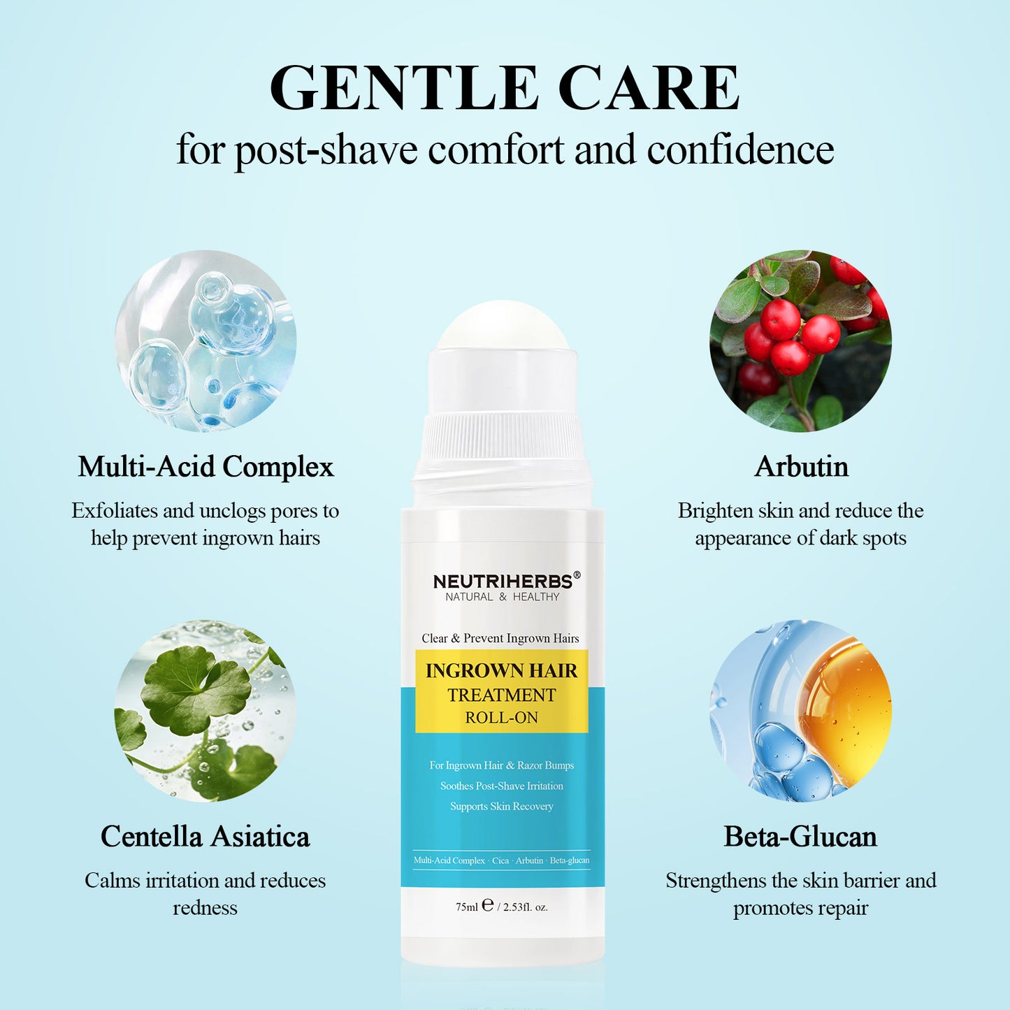 Private Label & Wholesale Clear & Ingrown Hair Treatment Roll-On For Ingrown Hair & Razor Bumps