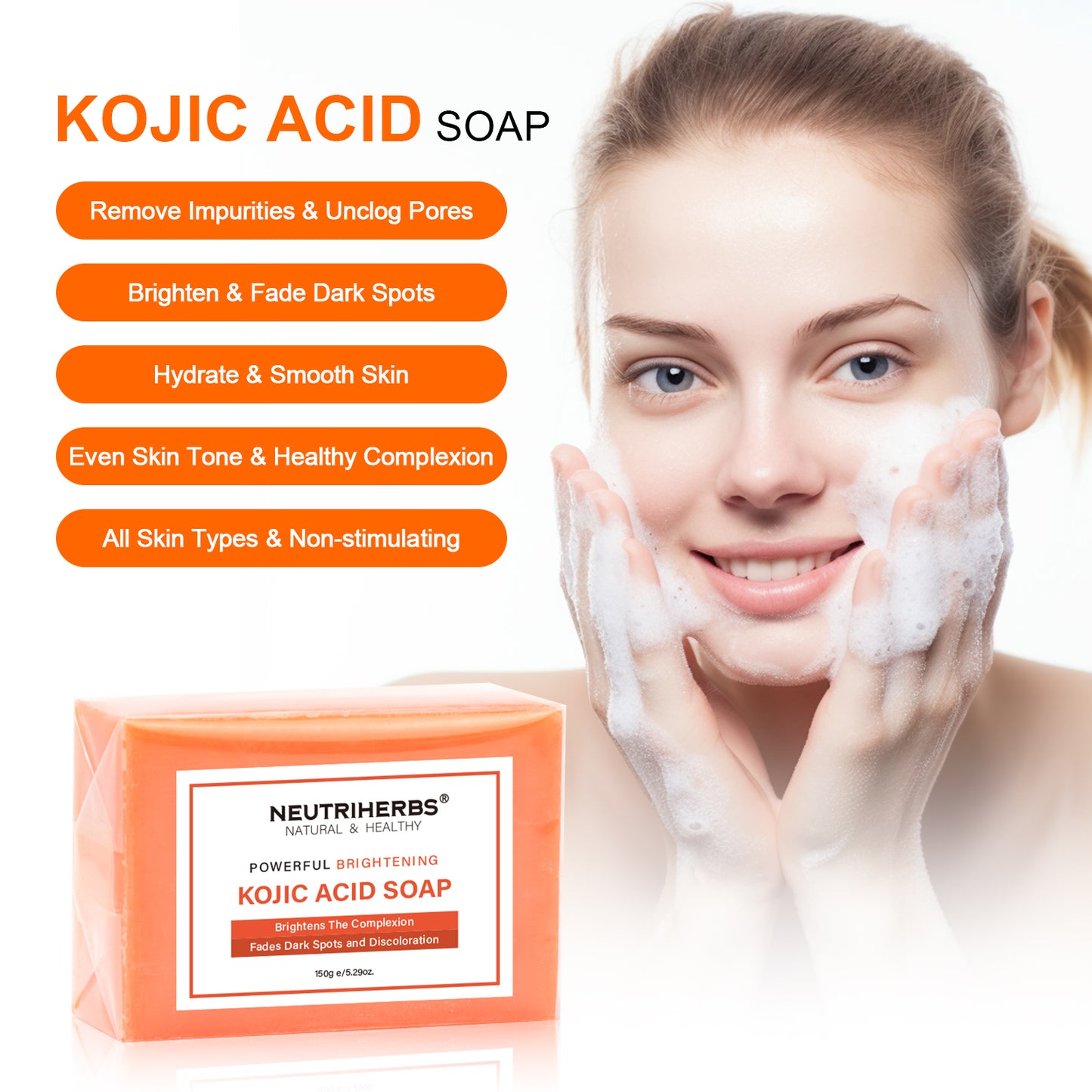 Private Label & Wholesale Kojic Acid Skin Brightening Soap 150g
