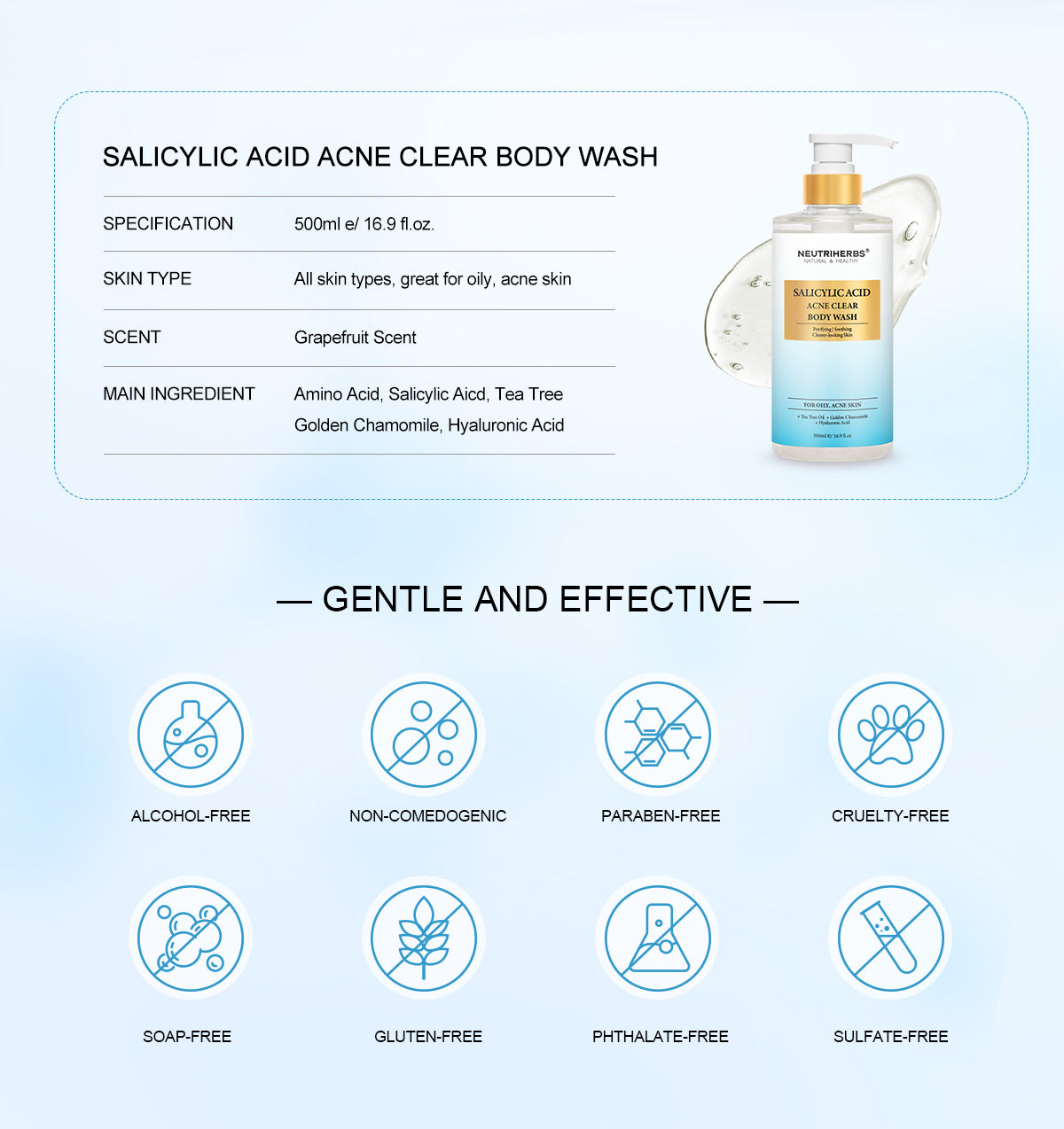 Private Label&Wholesale Acne Clear Body Wash