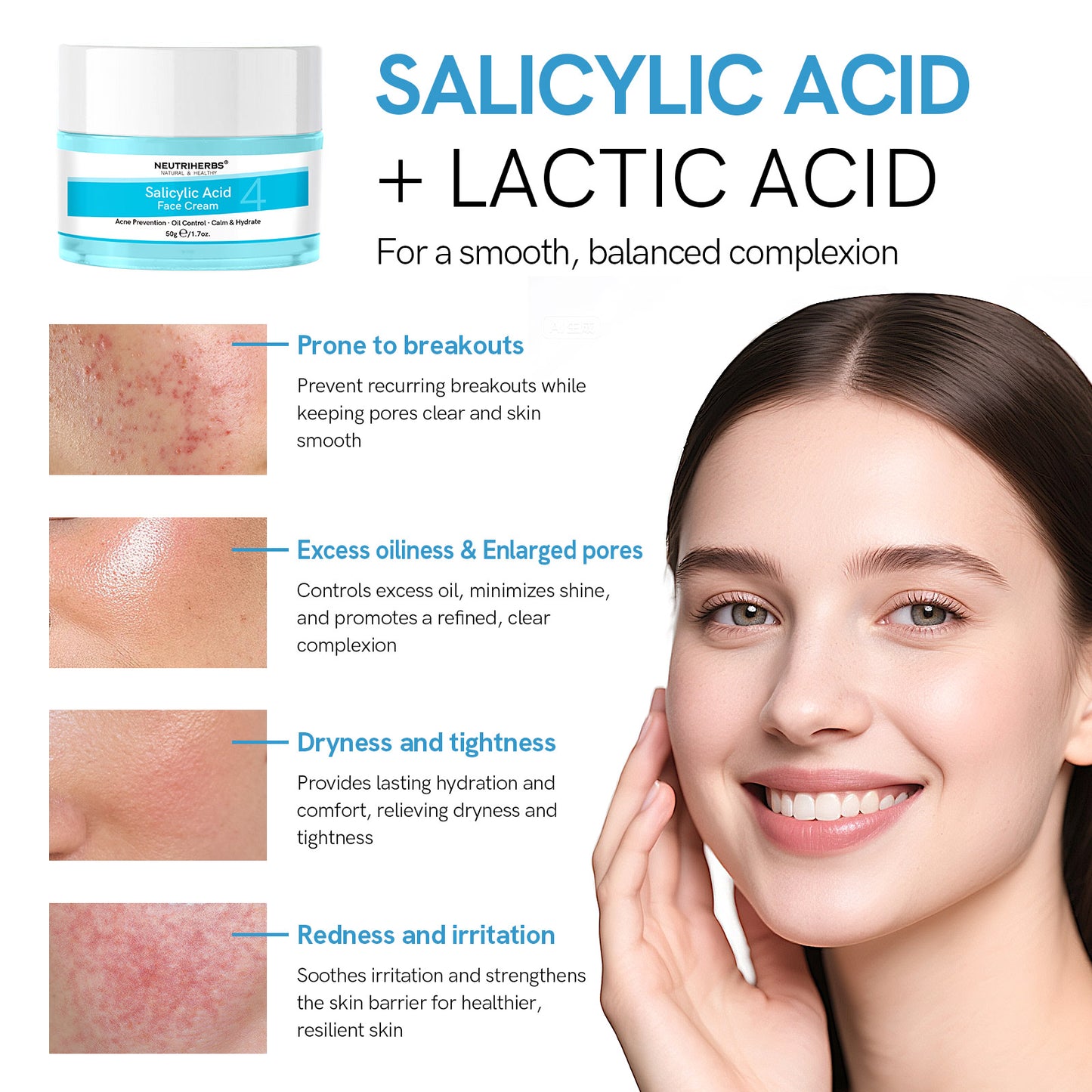 Private Label & Wholesale Salicylic Acid Face Cream For Oily, Acne-Prone Skin