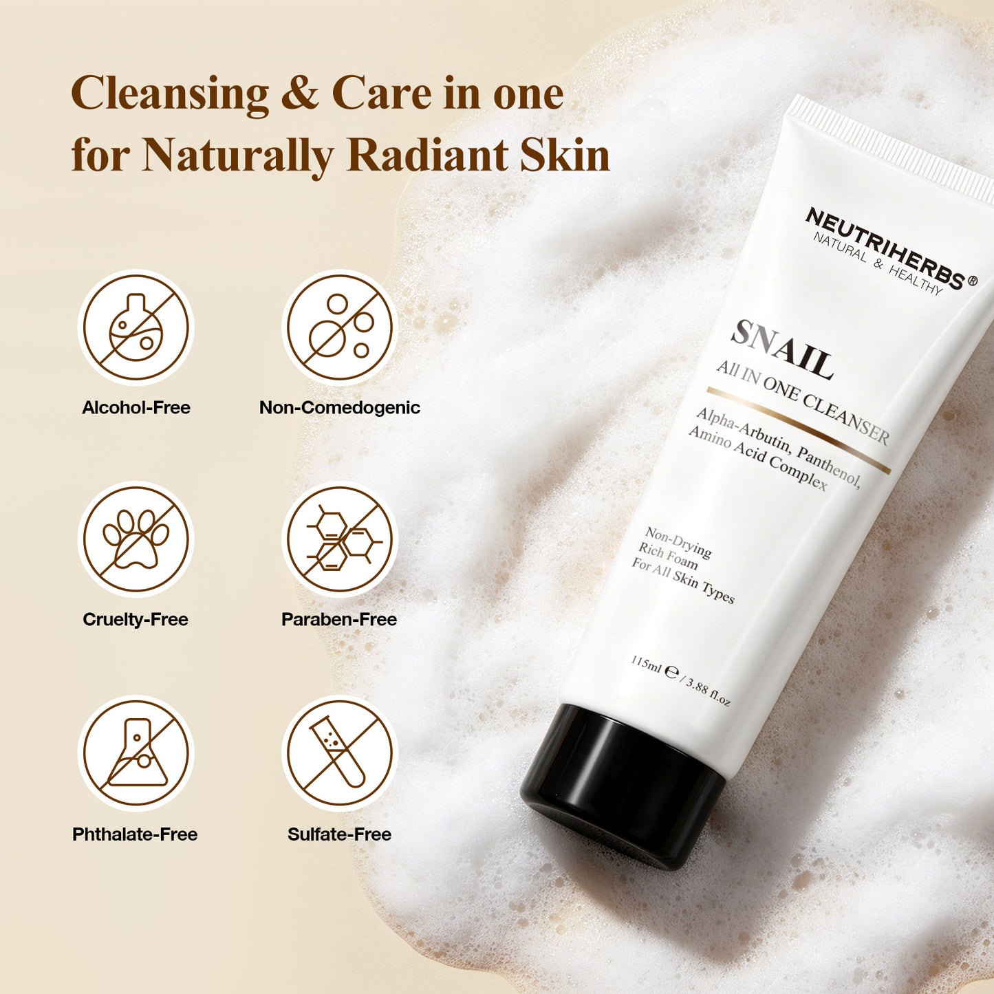 Private Label & Wholesale Snail All In One Cleanser for Gentle Cleansing, Brightening & Hydration