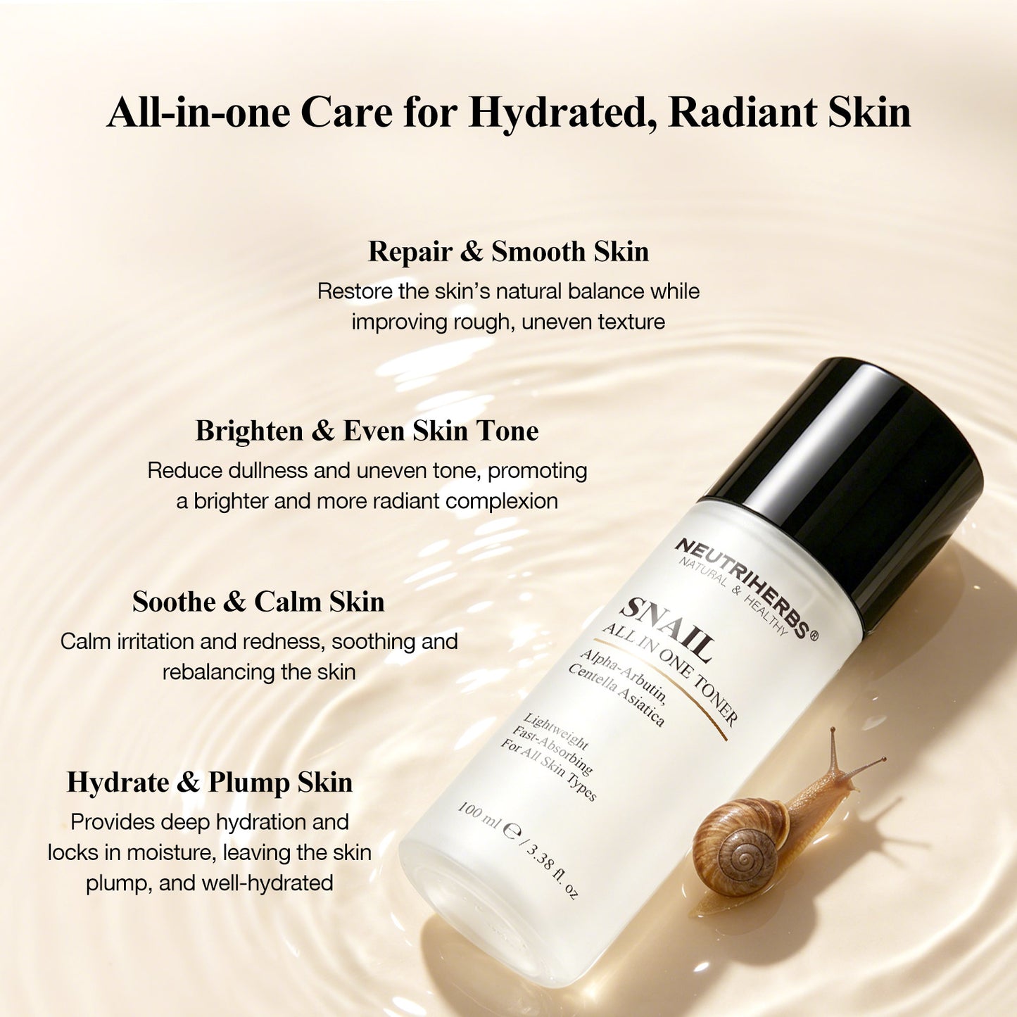 Private Label & Wholesale Snail All In One Toner for Hydrating, Brightening & Skin Repair