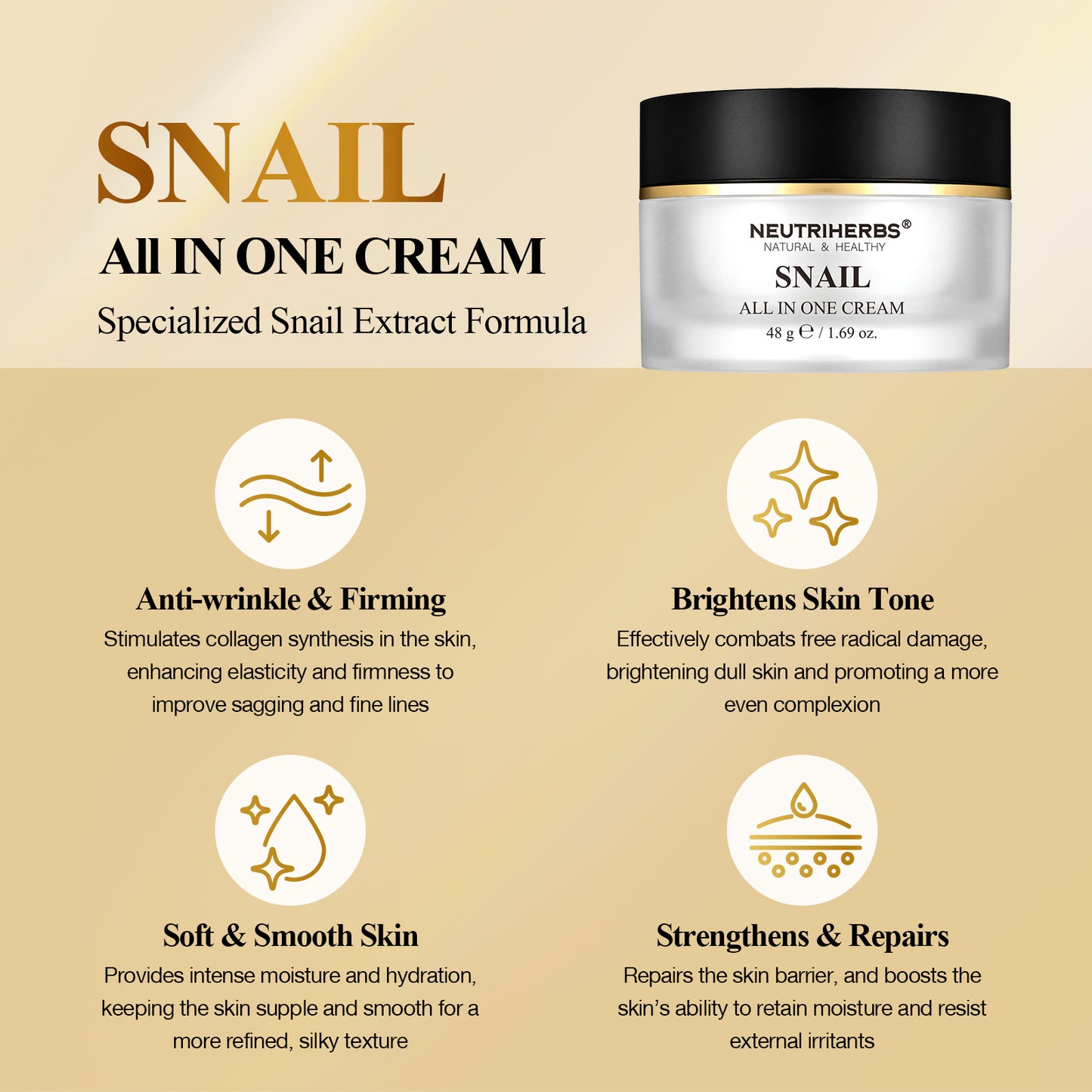 Private Label & Wholesale The Best All In One Snail Cream For Anti-aging