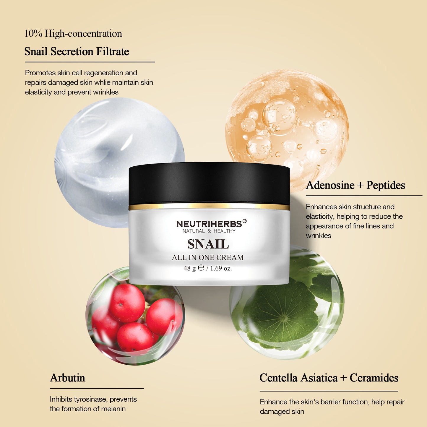 Private Label & Wholesale The Best All In One Snail Cream For Anti-aging