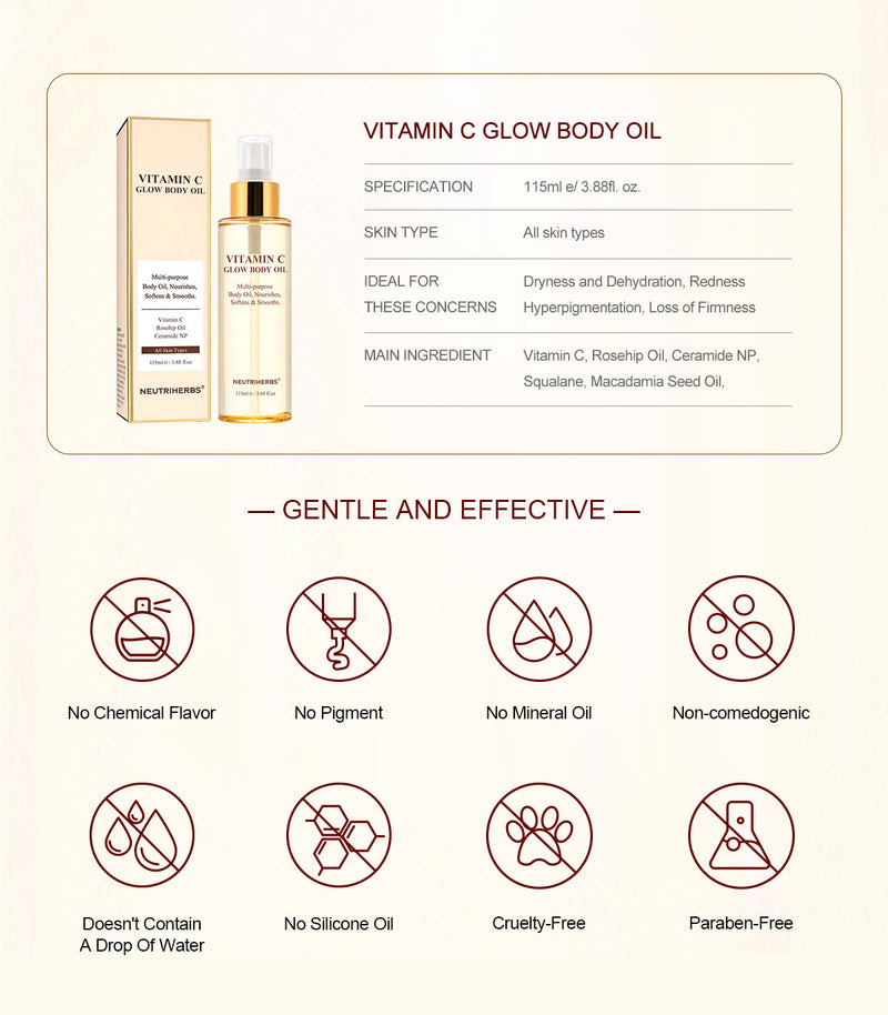 vitamin c body oil for glowing skin