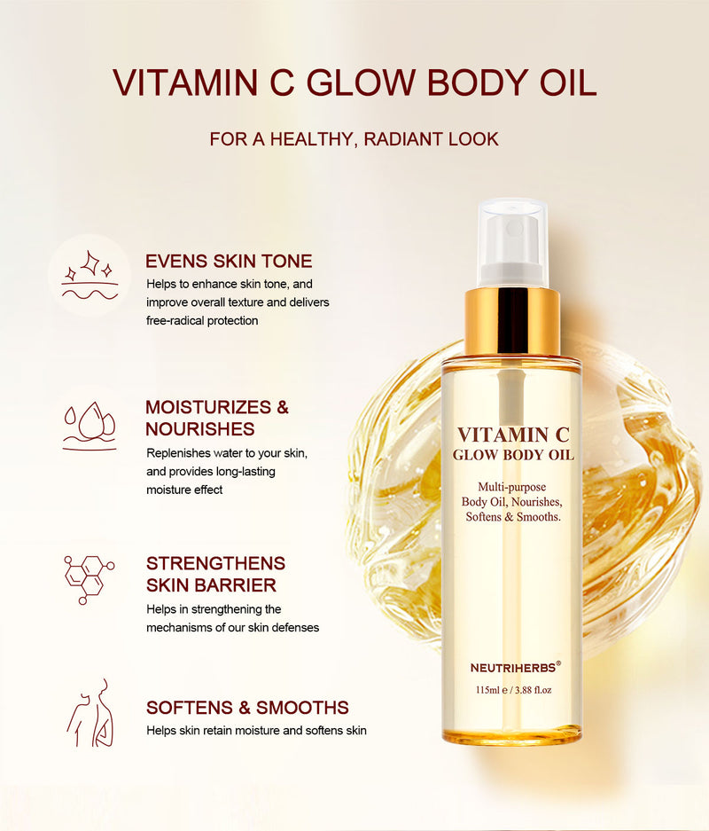 vitamin c body oil for glowing skin