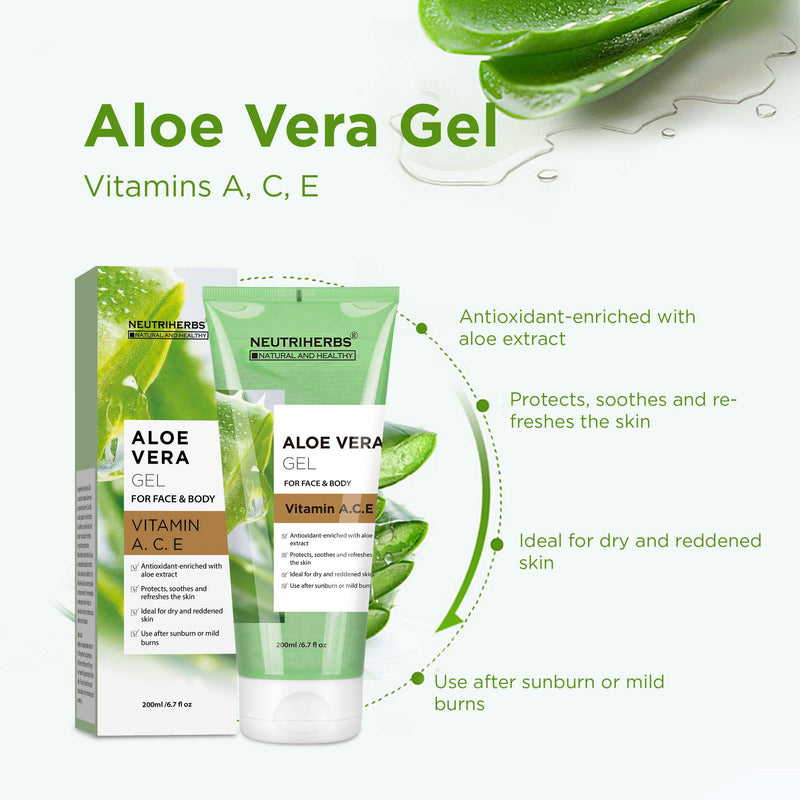 Neutriherbs Aloe Vera Gel with Vitamin A, C, E- non–oily formula absorbs quickly for easy application 