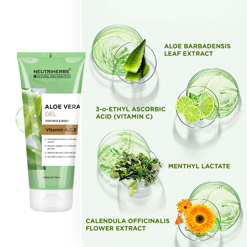 Neutriherbs Aloe Vera Gel with Vitamin A, C, E- hyaluronic acid
