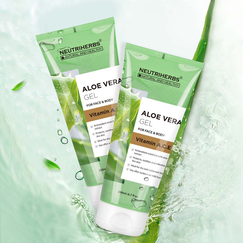 Neutriherbs Aloe Vera Gel with Vitamin A, C, E- Fragrance Free and No Color Added and Non Oily