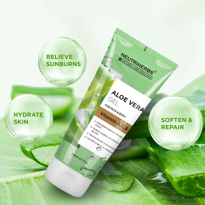 Neutriherbs Aloe Vera Gel with Vitamin A, C, E- replenishes moisture and softens skin