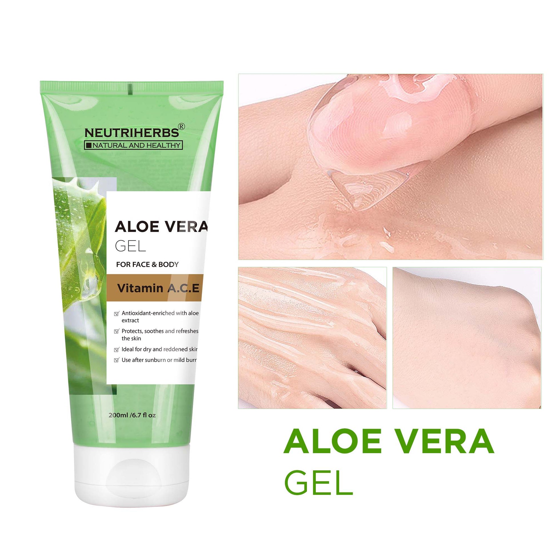 Neutriherbs Aloe Vera Gel with Vitamin A, C, E- replenishes moisture and softens skin