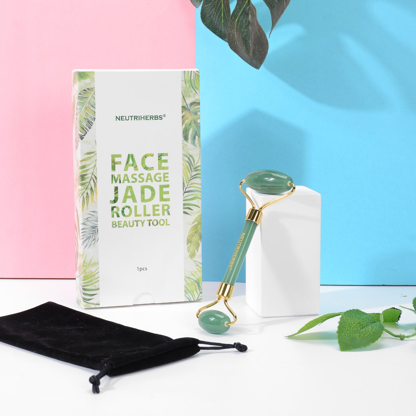 Rouleau de Jade pour massage du visage aux Neutriherbes