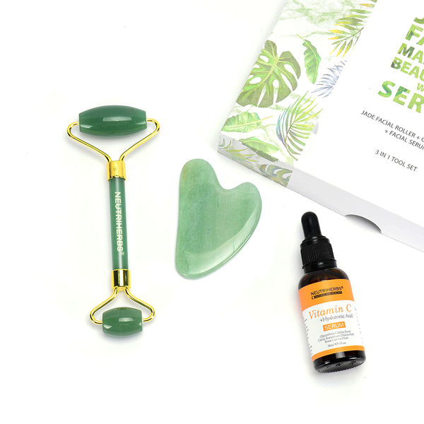 JADE FACIAL MASSAGER BEAUTY SET WITH SERUM