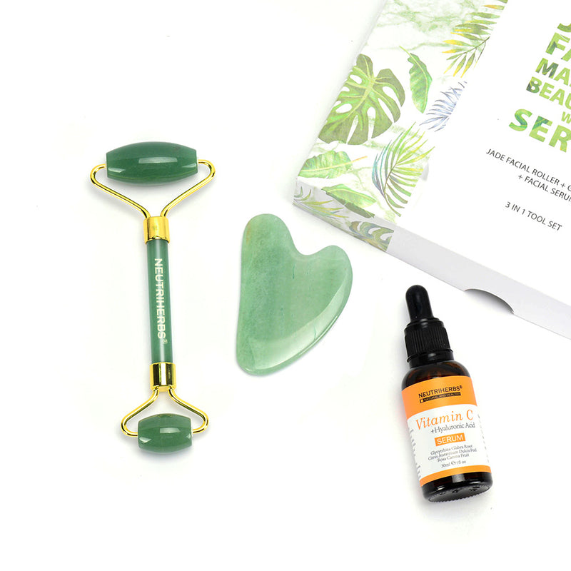 JADE FACIAL MASSAGER BEAUTY SET WITH SERUM
