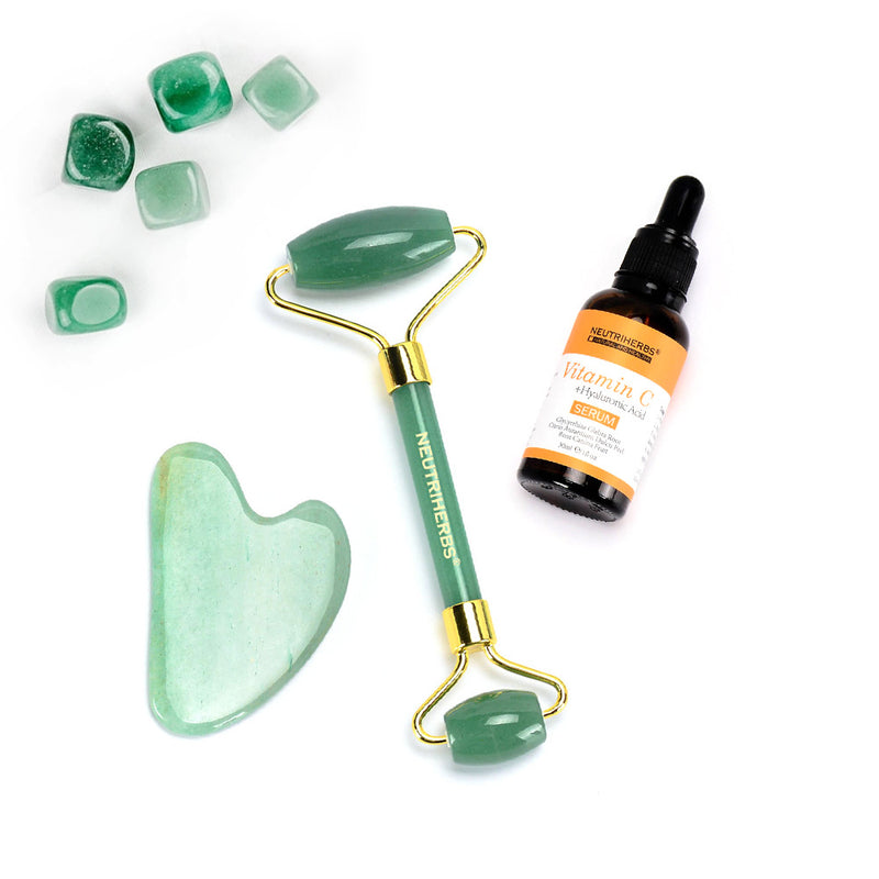 JADE FACIAL MASSAGER BEAUTY SET WITH SERUM