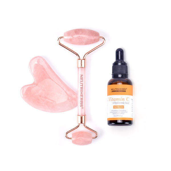 Rose quartz roller beauty tool - private label - low moq- accept smaller quantity for wholesale