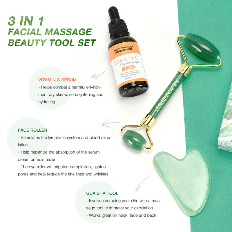JADE FACIAL MASSAGER BEAUTY SET WITH SERUM