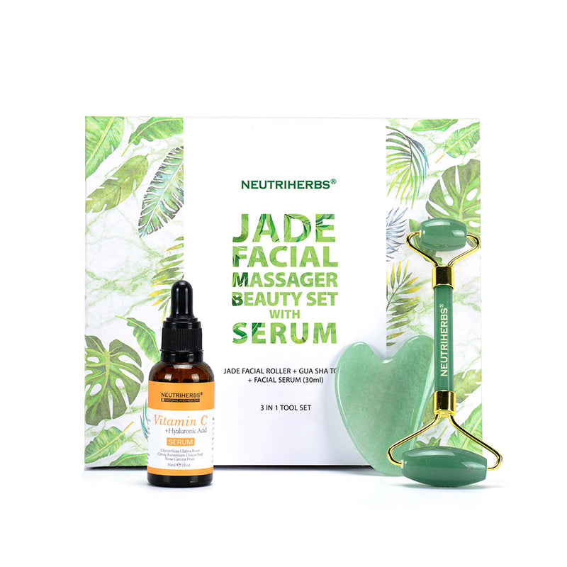 JADE FACIAL MASSAGER BEAUTY SET WITH SERUM