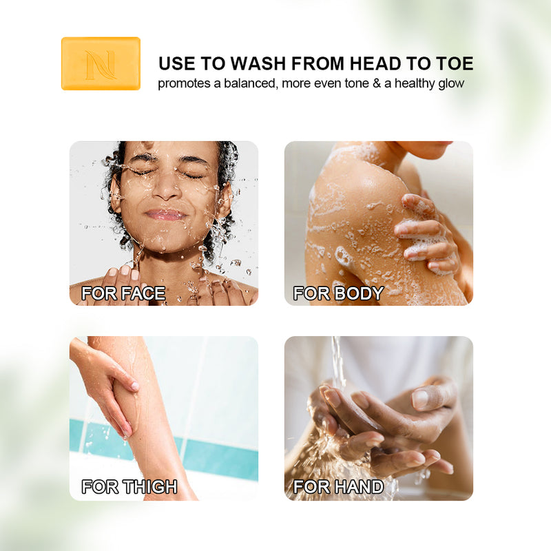 VITAMIN C & TURMERIC BRIGHTENING SOAP can use to face, body, hand, thigh. 