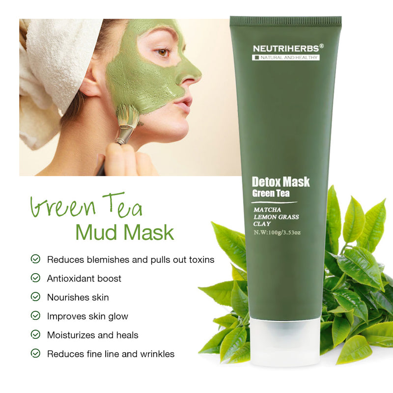  Private Label  Cleansing&Detox Green Tea Facial Mud Mask