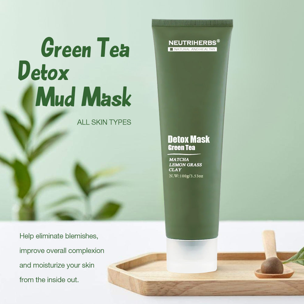 Masque apaisant anti-rides détox pour le visage à la boue et au thé vert