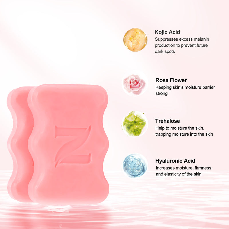 hand make kojic acid+rose soap includes kojic acid, rose, trehalose, hyaluronic acid 