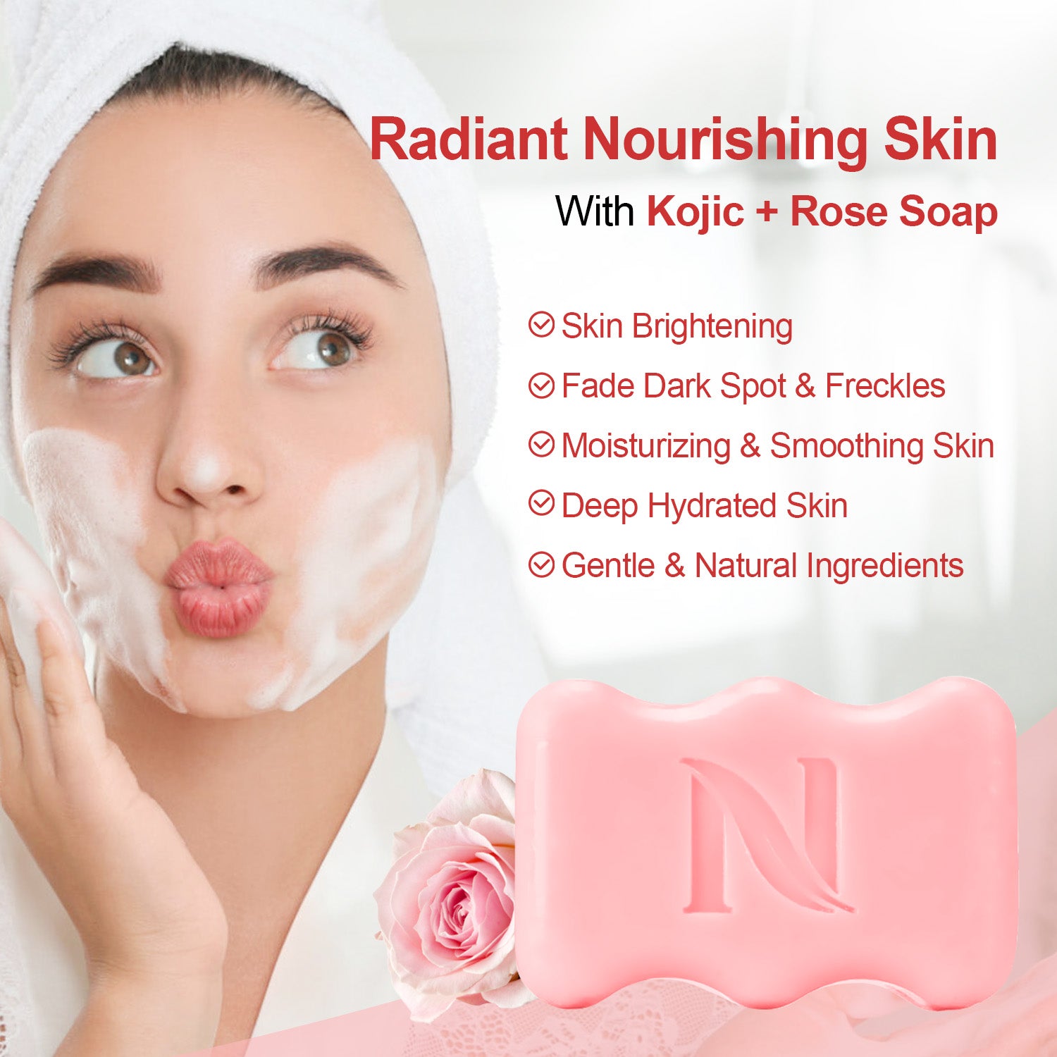 Kojic acid+rose soap company for fade dark spot and freckles