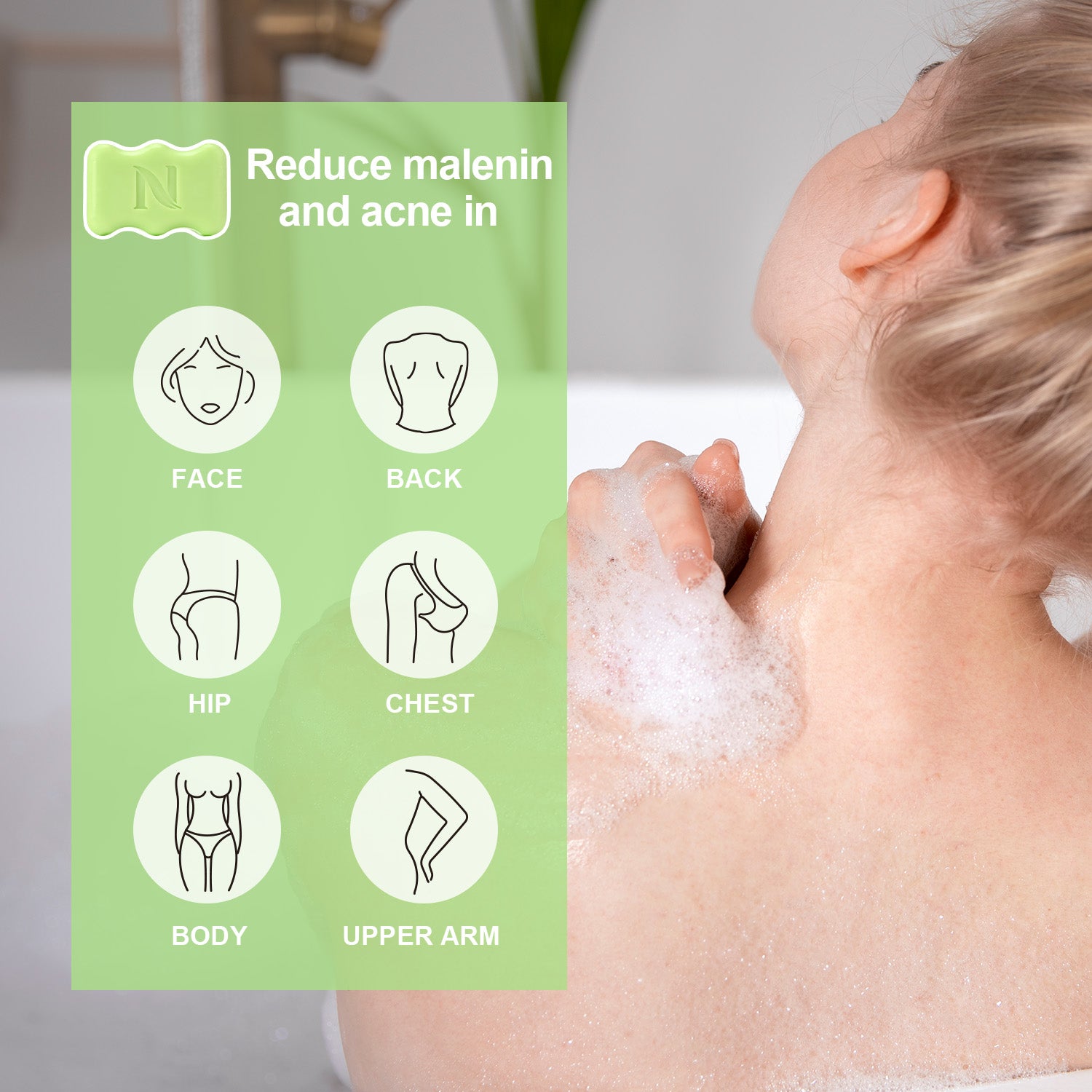 where to use the ojic acid +tea tree soap: face, back, body, arm and etc